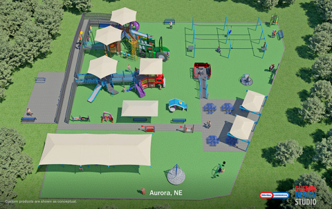 The preliminary design for the Hamilton County Inclusive Playground is seen in this artist rendering from the designers. Playground organizers are awaiting the final design which will add about 6,000 square feet to the project. The top of the photo represents Old Creek Road where the playground will be located.  
