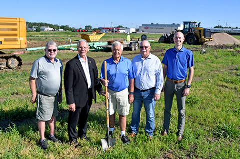 Pictured from left in the Streeter Subdivision are Dick Phillips, council presidnet; Mayor Marlin Seeman; Gary Warren; City Administrator Rick Melcher; and Jacob Arendt. Warren and Arendt represent Streeter LLC.