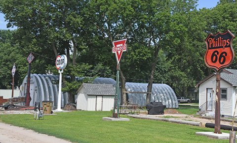 The Hamilton County Planning and Zoning Commission approved an amendment last week which would make large vintage signs like these shown in Marquette, “yard art.”  The amendment will be reviewed by the Marquette Village Board at its Sept. 9 meeting.