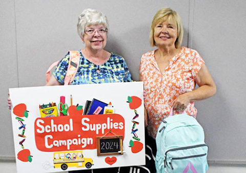 School Supplies Campaign volunteers Laura Jobman and Marilyn Vrana alongside nine churches in Hamilton County help provide 108 backpacks to students in time for the new school year.