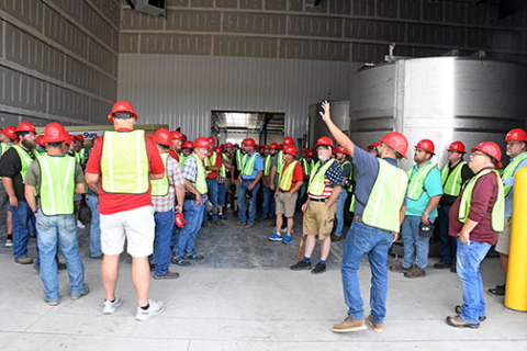 Ag producers and seed reps tour the new Specialty Ag Formulations facility in the Mission Critical Subdivision. 