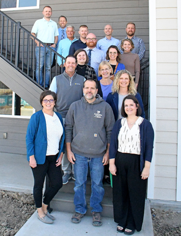 Those attending last week’s Streeter Apartments open house included, front from left: Jannelle Seim, Jeff Juzyk, Kimberly Jasa Harris. Second row: Matt Shaw, Julie Jensen, Kelsey Bergen. Third row: Justise Rhoden, Jennifer Dennis. Fourth row: Jake Richardson, Michelle Lubken. Back row: Jesse Dubas, Christian Evans, Gary Warren, Nick Heinrichs, Jacob Arendt, Wade Regier.
