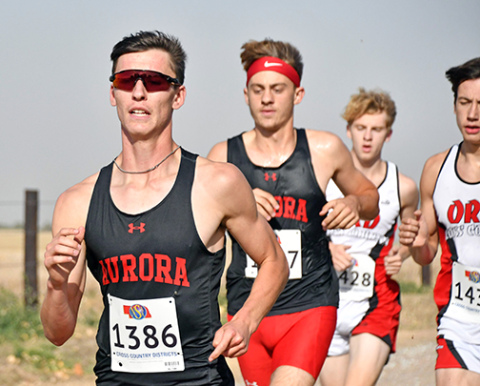 Evan Hermanson was one of three top 10 finishers for the Huskies at Thursday’s C-4 district meet, placing 10th and helping Aurora to its first district title since 2020. 