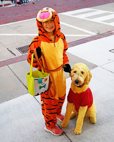 Evelyn Frew as Tigger showed up at last year’s Scare the Square with her “ol’ buddy ol’ pal Winnie the Frew.”