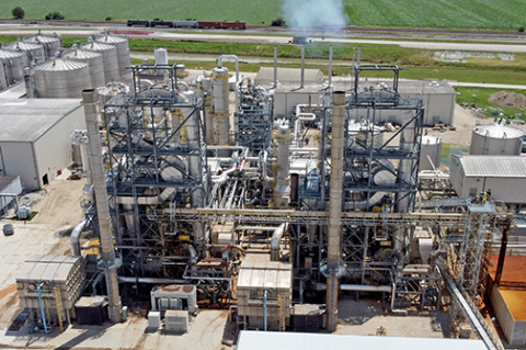 Equipment will soon be installed on this portion of the KAAPA ethanol plant west of Aurora to capture carbon dioxide, which is usually vented into the atmosphere. The CO2 will be compressed and sent by pipeline several miles south to connect with the new Trailblazer CO2 pipeline project being undertaken by Tallgrass. 