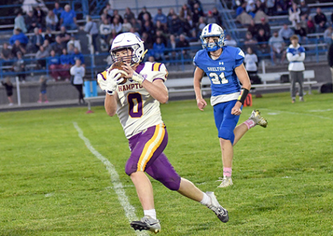 Bryce Joseph was a key target in the Hampton passing game, catching a pair of touchdowns for the Hawks in a 45-34 win at Shelton. 