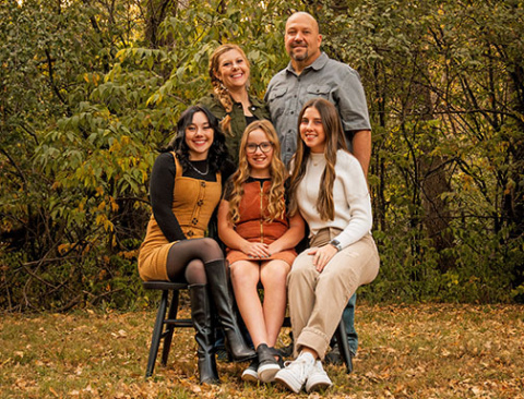 The Gimpel family poses for a fall family photo recently. Seated, from left, are Trinidi, Zoey and Laighla. Behind them are mom and dad, Beth and Todd.