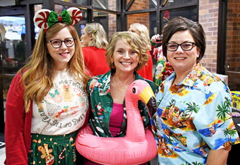This trio of Edgerton Holiday Hoopla attendees came dressed for a “Traveling Christmas” theme. Michelle Lubken (left) was dressed for a Disney Christmas, while her friends, Tracy Jakubowski and Jannelle Seim, came ready for Christmas at the beach. 