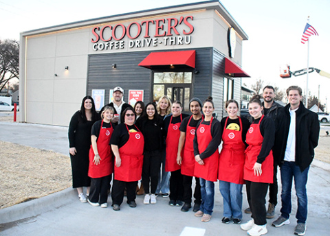 The owners, including brothers Todd, Tim and Trevor Vettel, along with newly-hired staff of the Scooters Coffee location in Central City were on hand Monday as barista training began for this week’s Friday opening.