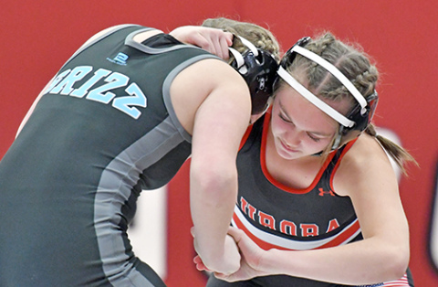 Makaylah McCartney was one of five gold medalists for Aurora at the team’s home invite Thursday. 