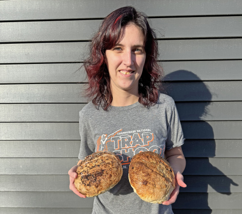 Alicia Hock, a Giltner area native who now lives in Cairo, displays some of her soughdough bread served up as part of her new Cowboy KT Creations venture.