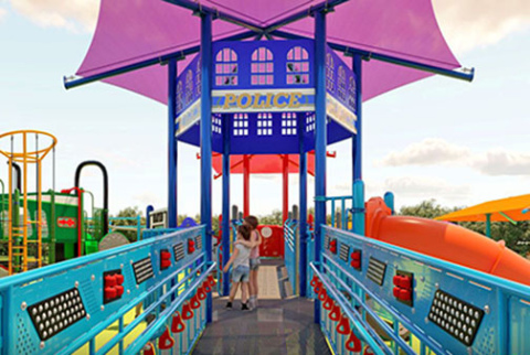 This concept art for the Hamilton County Inclusive Playground shows some of the design elements. The playground will have a “Community Heroes” theme, celebrating police and other first responders, as well as farmers and medical professionals. 