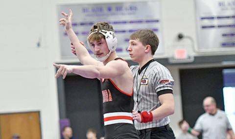 Logan Svoboda won his second district championship over the weekend in Blair. 