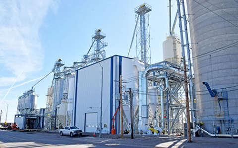 The new corn cleaning plant built by CVA along Highway 34 in Hampton is nearly complete and will soon be up to full capacity, cleaning up to 1,500 bushels of corn per hour. 