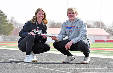 Aurora’s Adi Fahrnbruch (left) and HPC’s Gage Friesen enter the 2025 spring season as two of the top talents in the area on the track. 