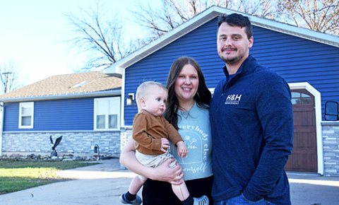 News-Register/Elizabeth Hunter Craig and Megan Hudiburgh have been renovating their house on G Street in Aurora since 2023 and since last year have been living there with their son Charlie.