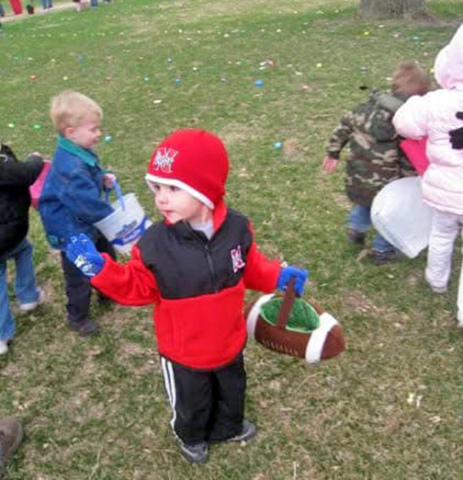 Three-year-old Kellen Peterson joins dozens of other kids in picking up Easter eggs on the courthouse lawn in the spring of 2009. The photo was snapped by his mom, Sunny Wendt, who remembers that as being one of the last Easter egg hunts held on the square. 