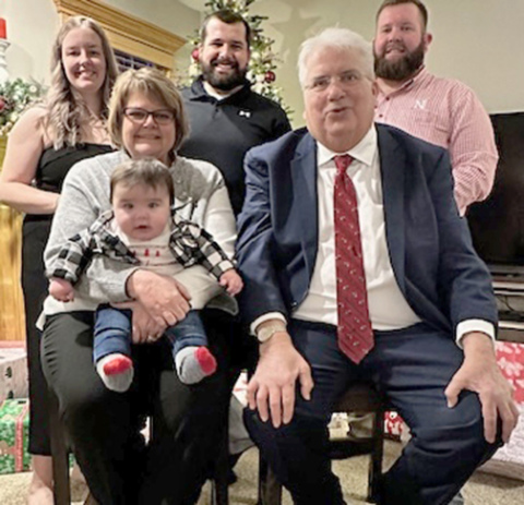 Bill Peard (front right) continues to live in Waukee with his family. Featured in the photo along with Peard includes, front from left: wife Linda and grandson Mason. Back row: Daughter-in-law Annetta Peard, sons Tanner and Brady.