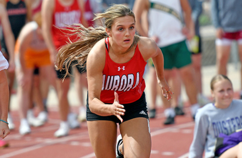 Aurora’s Reagan Ashby got her first taste of competition this spring at Thursday’s Dutch Zorn Invite in Gothenburg, winning the 100 meter dash final in a time of 13.24, a new area-best mark for the season. 