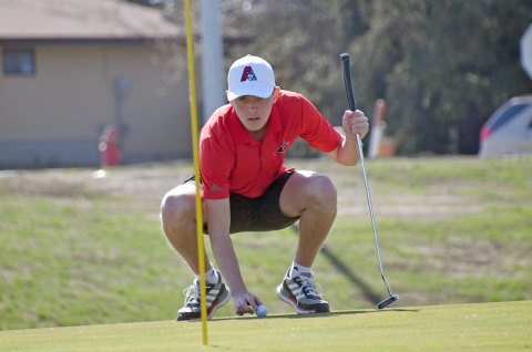 Ryan Staehr, shown here from a meet earlier this season, shot an 85 for the Huskies at Wild Horse Golf Club in Gothenburg. 