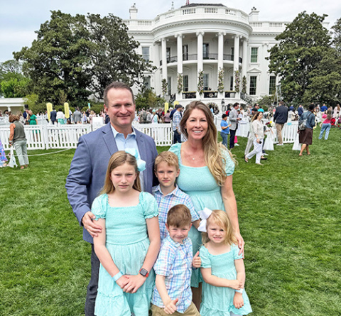 The Dane and Sara Sutherland family poses for a picture at the annual White House Easter Egg Roll held on the South Lawn at 1300 Pennsylvania Ave. in Washington, D.C. The Sutherland children are, from left, Elle, 10; Gavin, 8; Ty, 6 and Ava, 3-1/2. 