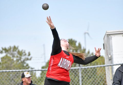 Aurora’s Emary Rhodes put together a new PR and area-best mark in the shot put at Thursday’s Norris Invite, finishing fifth with a throw of 34-7. 