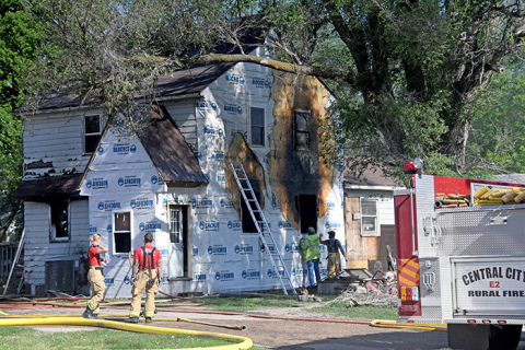 Firefighters from several area departments responded to a house fire in Marquette Friday. 