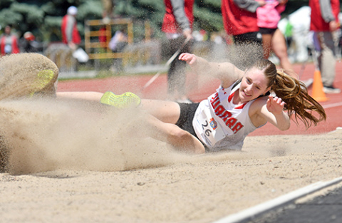 Kaitlyn Staehr finished third in the Class B triple jump with a mark of 36-9.75, moving her to third on Aurora’s all-time list.