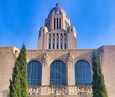 The Nebraska State Capitol Building in Lincoln