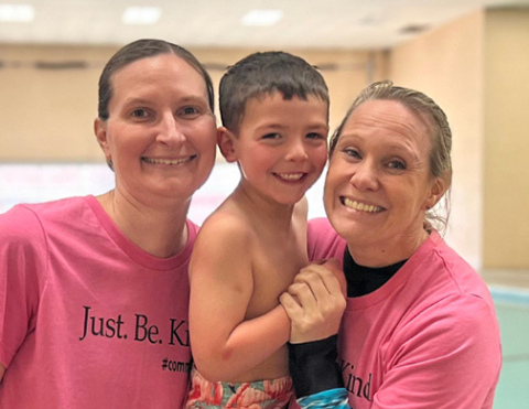 Opportune Acres’ Special Swimmers offers water safety and instruction for individuals with disabilities and other special needs. Its adaptive swim lessons and aquatic therapy to help children with autism and other disabilities learn how to swim and become comfortable in the water. Pictured from left are, instructor Andrea Krueger, swimmer Sutton Hake and Opportune Acres executive director and president Kari Valentine.