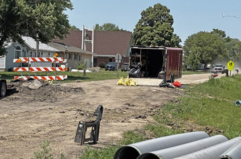 Demolition of 1st Street from Mark Street to Parklane, delayed by rain, was scheduled to begin Tuesday.