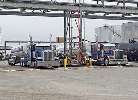 Acord Transportation trucks from the Aurora terminal haul everything from fertilizer to road oil to butane to propane and seasonal gas. 