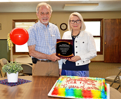 Rick and Fairy Hattan were recently honored at Aurora Evangelical Free Church for their 40 years of service with Awana Clubs. 