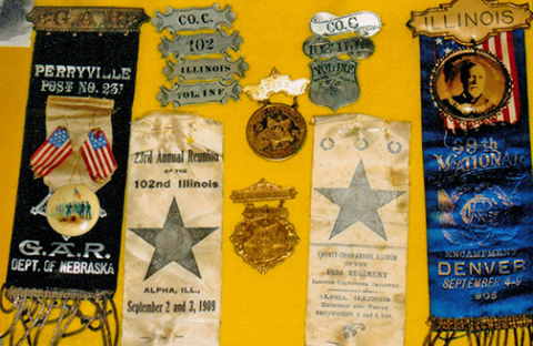 Through the family trunk Terri and Dave Mabon had discovered on his family’s farm, they discovered ribbons and pins that Dave’s great-grandfather Joseph Littlefield earned during his service in the Civil War.