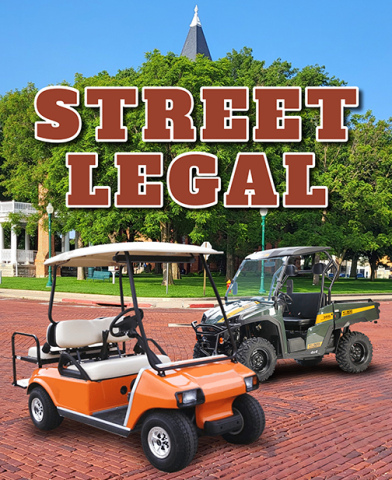Golf carts and UTVs are now allowed to be operated on city streets in Aurora under new ordinances passed last week by the city council. (News-Register illustration by Ron Burtz) 