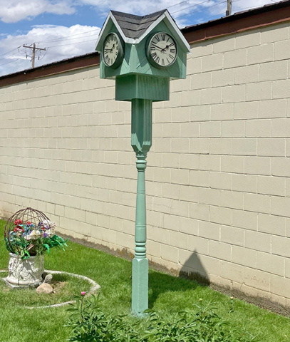Craftsman Roger Merchant reused an old porch post that Shirley Schacht had kept from her porch when it was renovated in 2019.