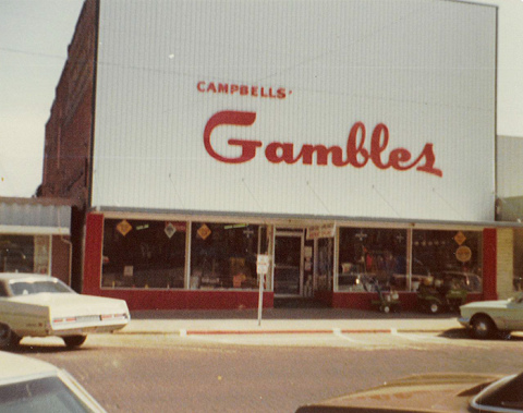 This photo, shared by Bonnie Campbell, daughter of former Campbell’s Gambles daughter Dale and Gertrude Campbell, shows the Campbell’s Gambles building in its prime in the 1960s.