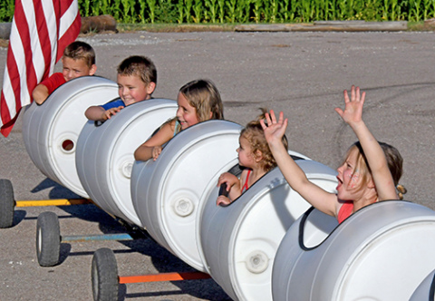 The barrel train built by Rick Rathje was a big hit with the younger set at the Phillips July 3rd celebration.