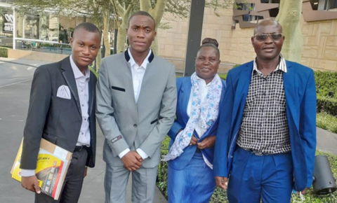 The Zhakata family moved from Zimbabwe to Aurora in 2023, where father Stephen completed a CDL Academy offered by Aurora-based International Workforce Services. PIctured from left are Emmanuel, Amos, Agnes and Stephen Zakhata. 