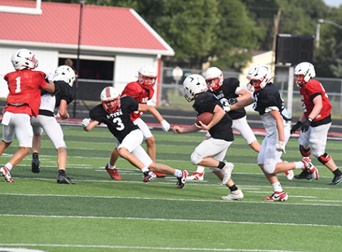 Husky Nation and coaches got one last look at the Aurora football team Friday with the team’s final preseason scrimmage. The Huskies kick off the 2025 season Friday at Pierce. The Bluejays are ranked preseason No. 8 in Class C1, with the Huskies No. 9. 