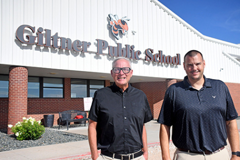 Incoming Giltner school administrator Curtis Cogswell and new school superintendent Matt Gordon are among a number of new staff members this year at Giltner Public Schools. Both men were among the four finalists for the superintendent position earlier this year. 