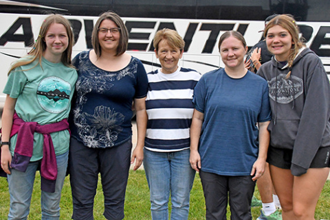 Christian Resource Center’s Travel Camp has now impacted three generations of campers who have gone on trips to get in touch with nature and grow closer together in faith. Travel Camp has become a beloved family tradition for the family of Caroline Epp (center). Current and former Epp family travel campers include, from left, Mercedez and Alexis McMillan, Epp, Brittany Rice and Emalee Kumke.
