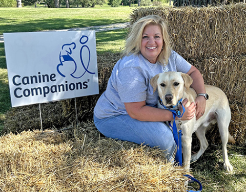Laurel Marlatt and her therapy dog Fletch are eager to help children learn how to read at the Fullerton Library and other educational institutions throughout the area.