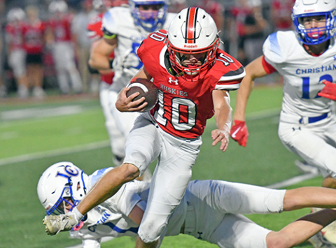 Senior running back Ian Jensen had his best game of the season Friday against Lincoln Christian, totaling 144 yards on 16 carries with two touchdowns. 