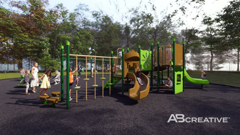 This artists rendering shows the proposed layout of a new pocket park expected to open next spring.
