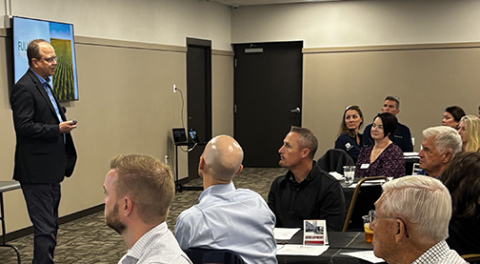 Hank Robinson, executive director of Aksarben Full Value Agriculture, shared some sobering projections about the state’s ag economy during the Aurora Development Corporation’s annual meeting Oct. 21. 