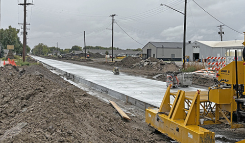 Work continues on the north end of 1st Street