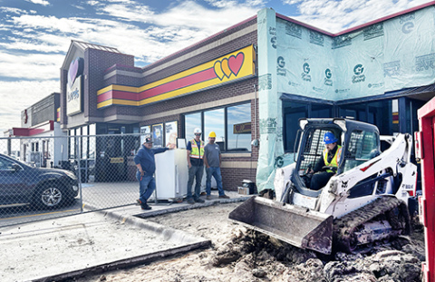 Construction work is visible now just north of the main entrance of Love’s Travel Stop at Aurora’s I-80 location. Love’s will be partially closed as of Dec. 1, though Arby’s will remain open throughout the renovation process, which is expected to be completed in March 2026.