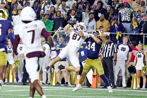Former Husky Nate Boerkircher has put his stamp on Texas A&M’s current undefeated record this season, including a game-winning touchdown earlier in the year at Notre Dame. 