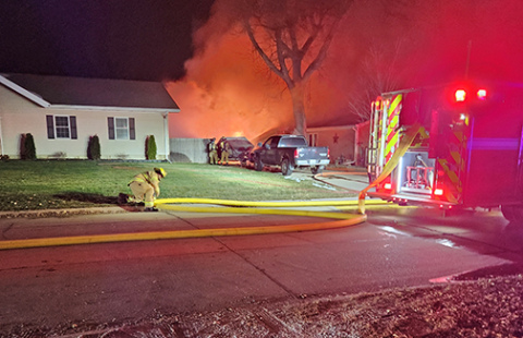 Monday morning garage fire